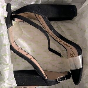 Like new Sam Edelman clear & black suede sandals